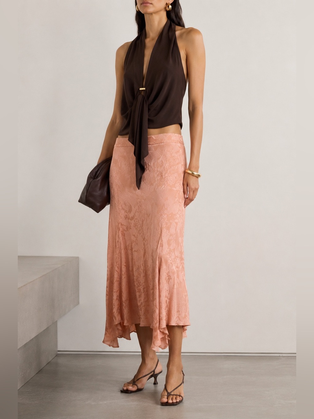 NWT Etro Floral Jacquard Bias Maxi Skirt Blush Pink IT 40 - Picture 1 of 5